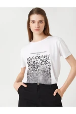 Koton Leopard Print T-Shirt Short Sleeved Crew Neck