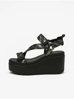 Black Women's Patterned Wedge Sandals Guess Ocilia - Women