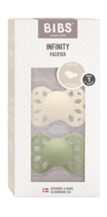 BIBS Anatomické silikónové cumlíky Infinity, veľkosť 1, Ivory / Sage 2 ks