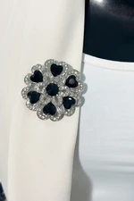 Brooch Flower XZ459-193 black