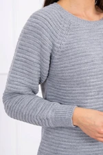 Striped sweater dress of gray color