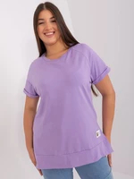 Light purple blouse with slit plus size basic