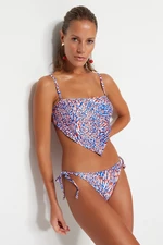 Trendyol Blue Patterned Bikini Bottoms With Tie Detailed