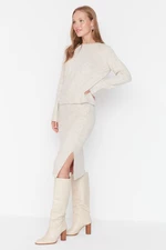 Trendyol Stone Soft-textured Skirt, Sweater Top-Top Set