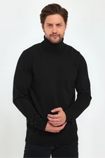 Lafaba Men's Black Turtleneck Basic Knitwear Sweater