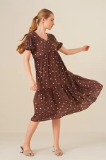 Bigdart 1976 V-Neck Patterned Dress - Brown