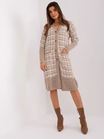 Dark beige cardigan with knitted patterns