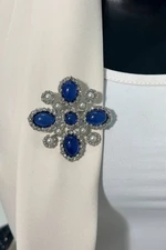 Flower brooch 2 silver + cornflower