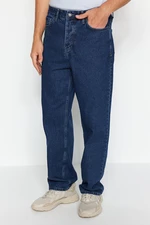 Trendyol Męskie granatowe dżinsy o luźnym kroju Spodnie jeansowe