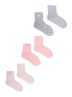 Yoclub Kids's Girls' Terry Socks With 3D Element 3-Pack SKF-0008G-000B