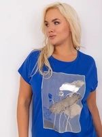 Cobalt Blue Women's Cotton Blouse Plus Size