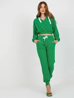 Green tracksuit basic set with clutch sweatshirt