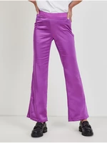 Fialové dámské saténové kalhoty ONLY Paige - Dámské