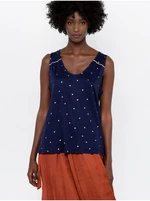 Dark blue polka dot linen blouse CAMAIEU - Ladies