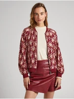 Women's Patterned Burgundy Bomber Pepe Jeans Garazi - Women