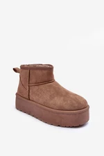 Leather snow boots on a platform dark brown Corcoran