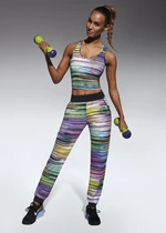 Bas Bleu Women's sweatpants TROPICAL with welts and colored stripes
