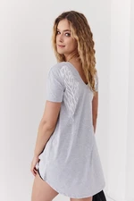 Stylish light gray tunic with wings on the back in white