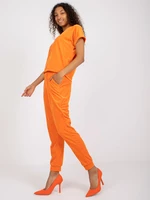 Orange velour set with neckline for V RUE PARIS