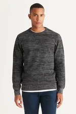AC&Co / Altınyıldız Classics Men's Black-gray Recycle Standard Fit Regular Cut Crew Neck Patterned Knitwear Sweater.