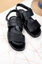Ducavelli Viasna Genuine Leather Men's Slippers, Genuine Leather Slippers, Orthopedic Sole Slippers, Rubber Sole.
