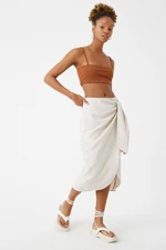 Koton Midi Skirt with Tie Detail and Slit on the Front