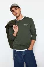 Trendyol Khaki Men's Regular/Normal Cut, Text Printed Cotton Sweatshirt
