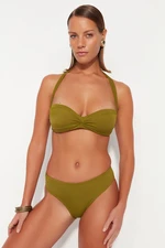 Trendyol Khaki V-Cut Bikini Bottoms with Regular Legs