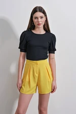 Bigdart 0468 Button Detailed Knitted Blouse - Black