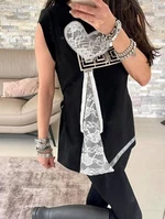 Black blouse with print zipper lace By o la la
