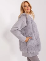 Gray fur vest with lining