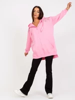 RUE PARIS pink sweatshirt with long zipper