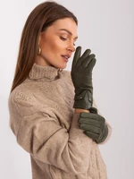 Elegantné dámske rukavice v khaki farbe
