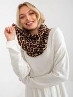 Dark beige women's scarf with animal pattern