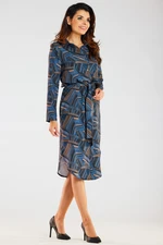 Awama Woman's Dress A465 Navy Blue/Brown