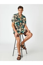 Koton Short Sleeve Shirt with Turndown Collar Abstract Print
