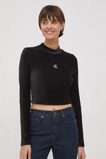 Tričko s dlhým rukávom Calvin Klein Jeans dámsky, čierna farba, s polorolákom, J20J217658