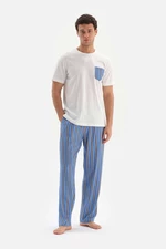 Dagi Ecru Crew Neck Short Sleeved Six Woven Pajamas Set