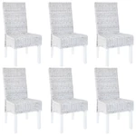 Dining Chairs 6 pcs Grey Kubu Rattan and Mango Wood(3x246654)