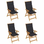 Garden Chairs 4 pcs with Anthracite Cushions Solid Teak Wood