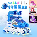 3 Sizes Adjustable Inline Skates Set with LED Flashing Wheels Safe Roller Light Up Illuminating Wheels Beginner Skates R