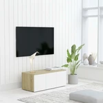 TV Cabinet White and Sonoma Oak 31.5"x13.4"x11.8" Chipboard