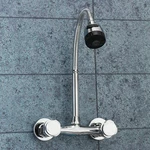 Chrome Basin Sink Mixer Tap Dual Handle Hot Cold Water Faucet Adjustable Swivel Spout Kitchen