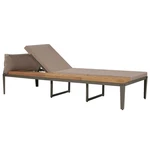 Sun Lounger with Cushions Solid Acacia Wood Brown
