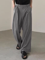 Men Expandable Waist Solid Color Casual Loose Fit Wide-leg Pants