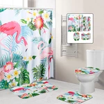 3 PCS Carpet Set Toilet Cover Bathroom Shower Curtain Sets Polyester Fabric