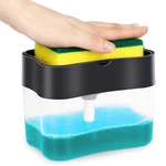 2-in-1 Liquid Dispenser Container Hand Press Soap Pump Dispenser With Sponge Holder Soap Organizer for Kitchen Cleaner T
