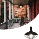 Farmhouse Pendant Light Industrial Rustic Black Hanging Light Ceiling Lamp Fixture Lighting with Cage Shade for Kitchen
