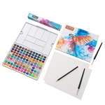 120 Colors Solid Watercolor Paint Set Portable Painting Solid Watercolor Pigment Kit with Water Brush 2B Pencil Mixing P