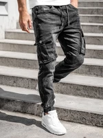 Černé pánské džínové jogger kapsáče Bolf K10005